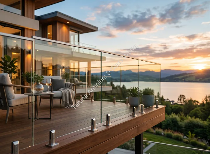 Modern home exterior with lighting design